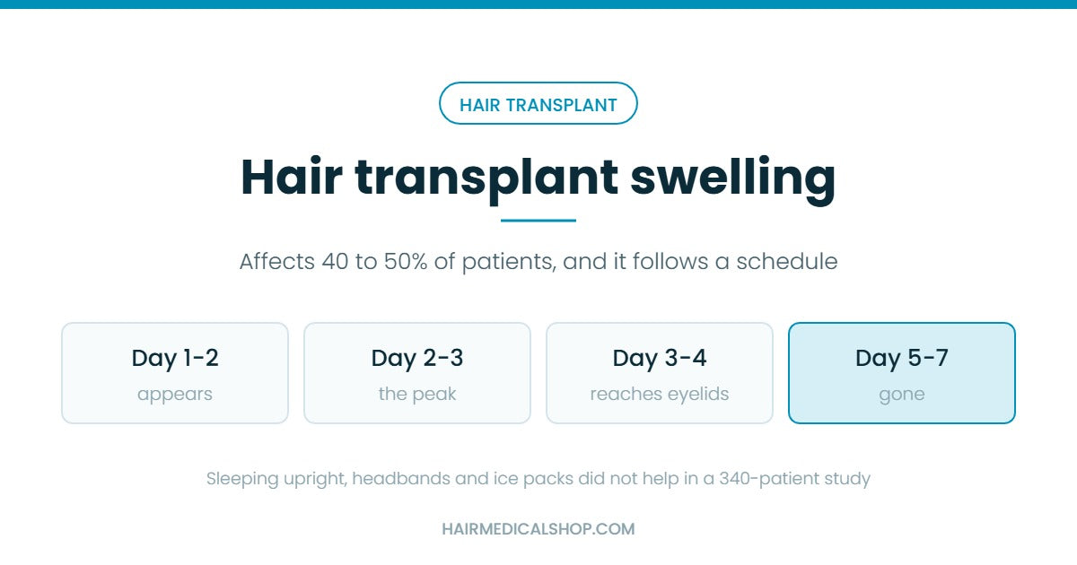 Hair transplant swelling timeline from day one to day seven