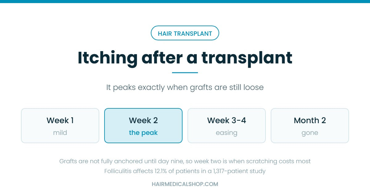 Itching after a hair transplant peaks in week two
