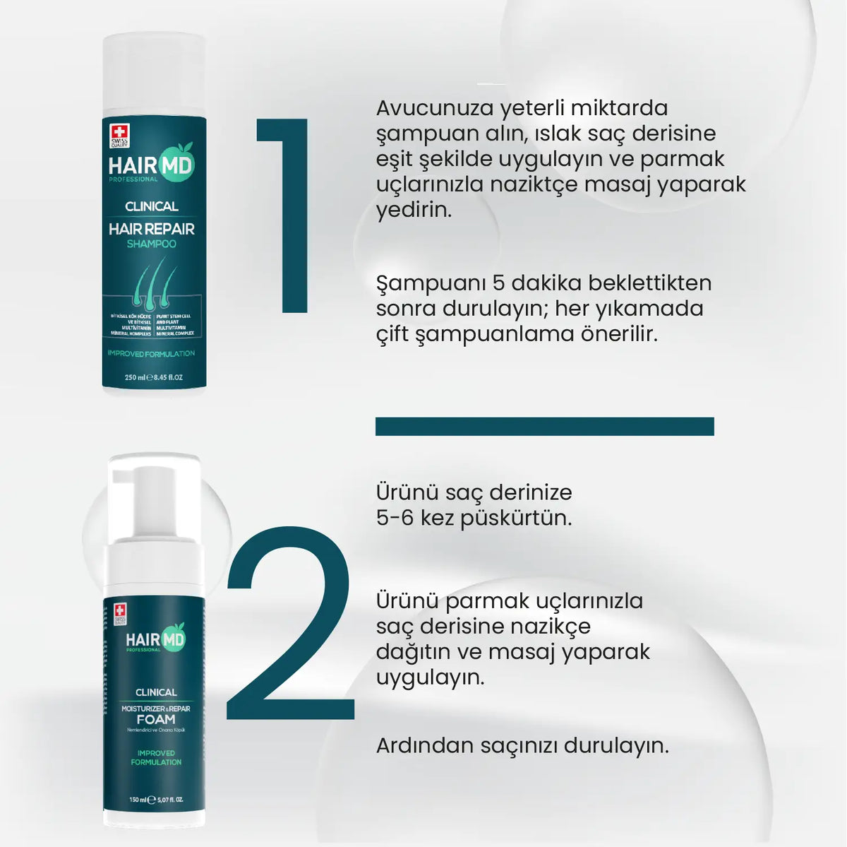 HairMD Clinical First Wash Set Shampoo 250ml + Foam 150ml - image 4 - Hair Medical Shop