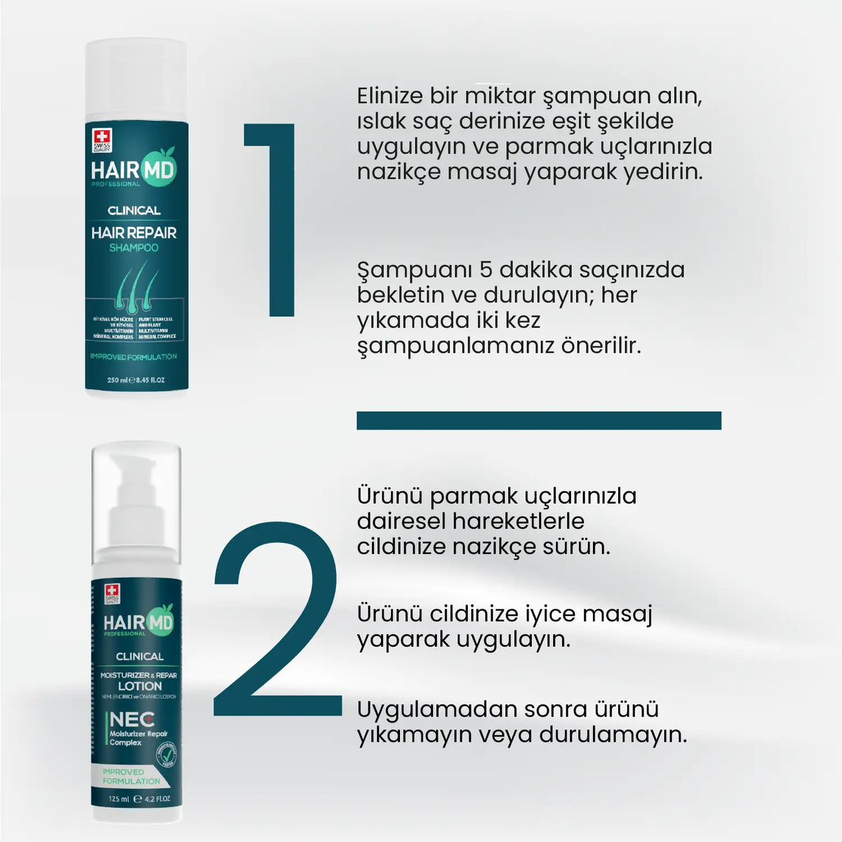 HairMD Clinical First Wash Set Shampoo 250ml + NEC Lotion 125ml - image 4 - Hair Medical Shop