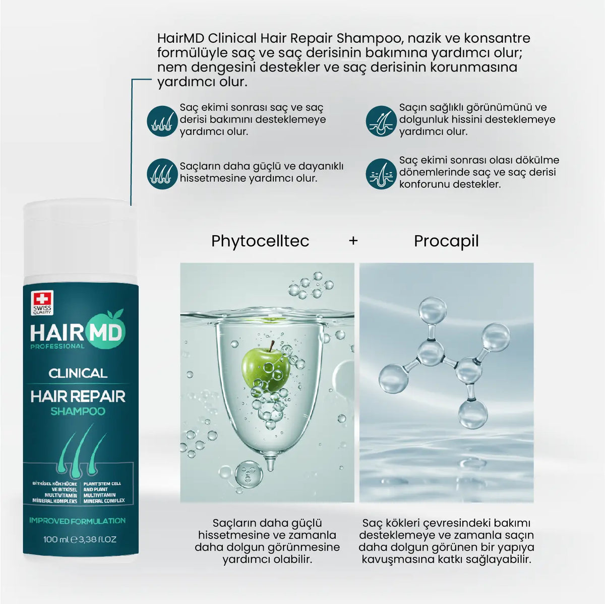 HairMD Clinical First Wash Set Shampoo 100ml + Foam 100ml - image 2 - Hair Medical Shop