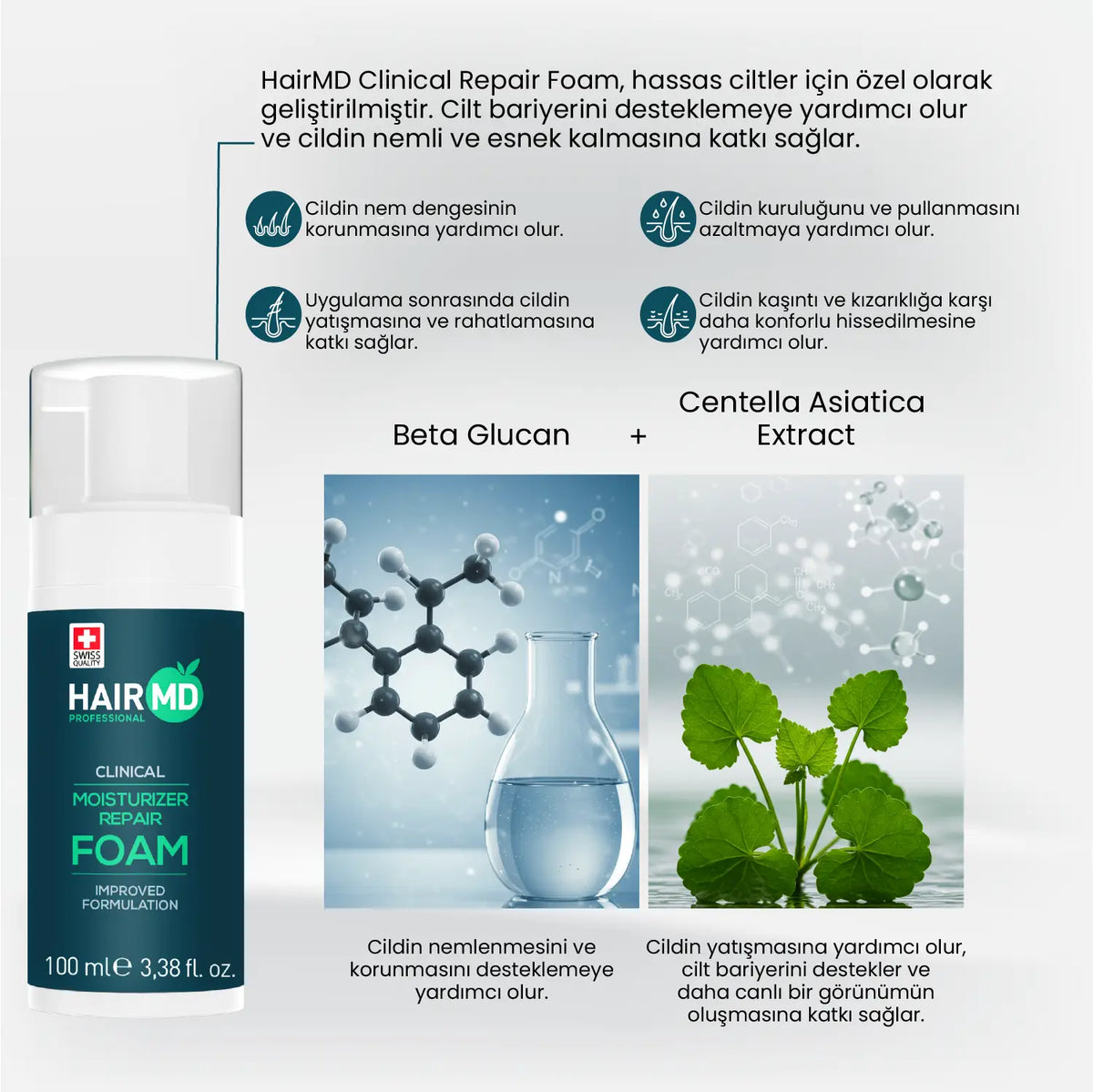 HairMD Clinical First Wash Set Shampoo 100ml + Foam 100ml - image 3 - Hair Medical Shop