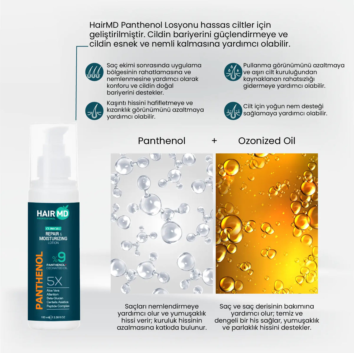 HairMD Clinical First Wash Set Shampoo 100ml + 9% Panthenol Lotion 100ml - image 3 - Hair Medical Shop