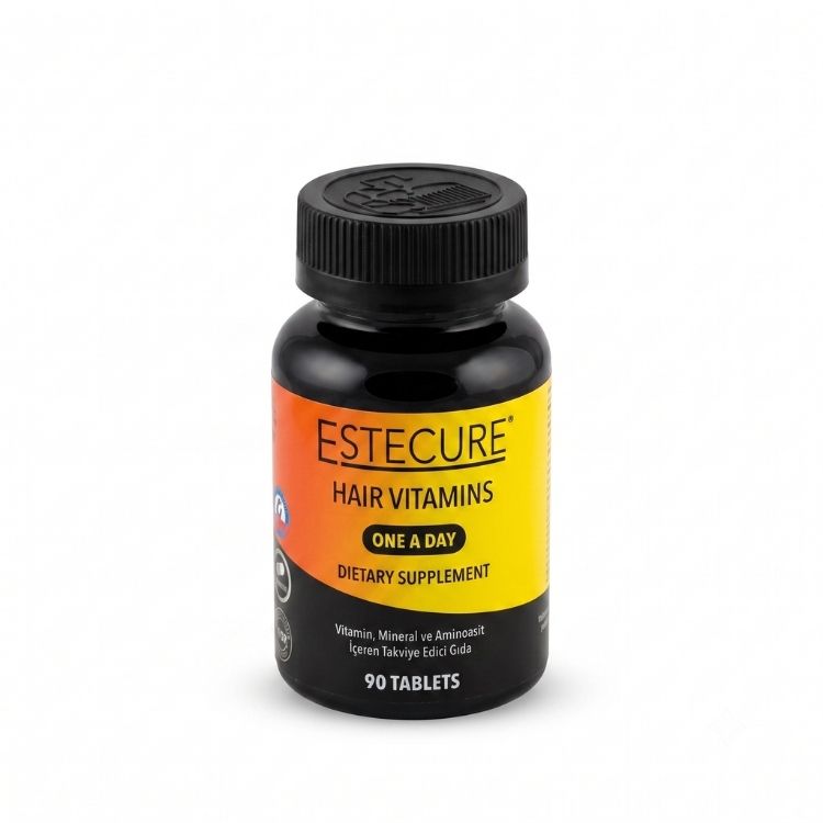 ESTECURE Hair Tablet (90 Tablets, 3 Month Supply), tablet jar, front view