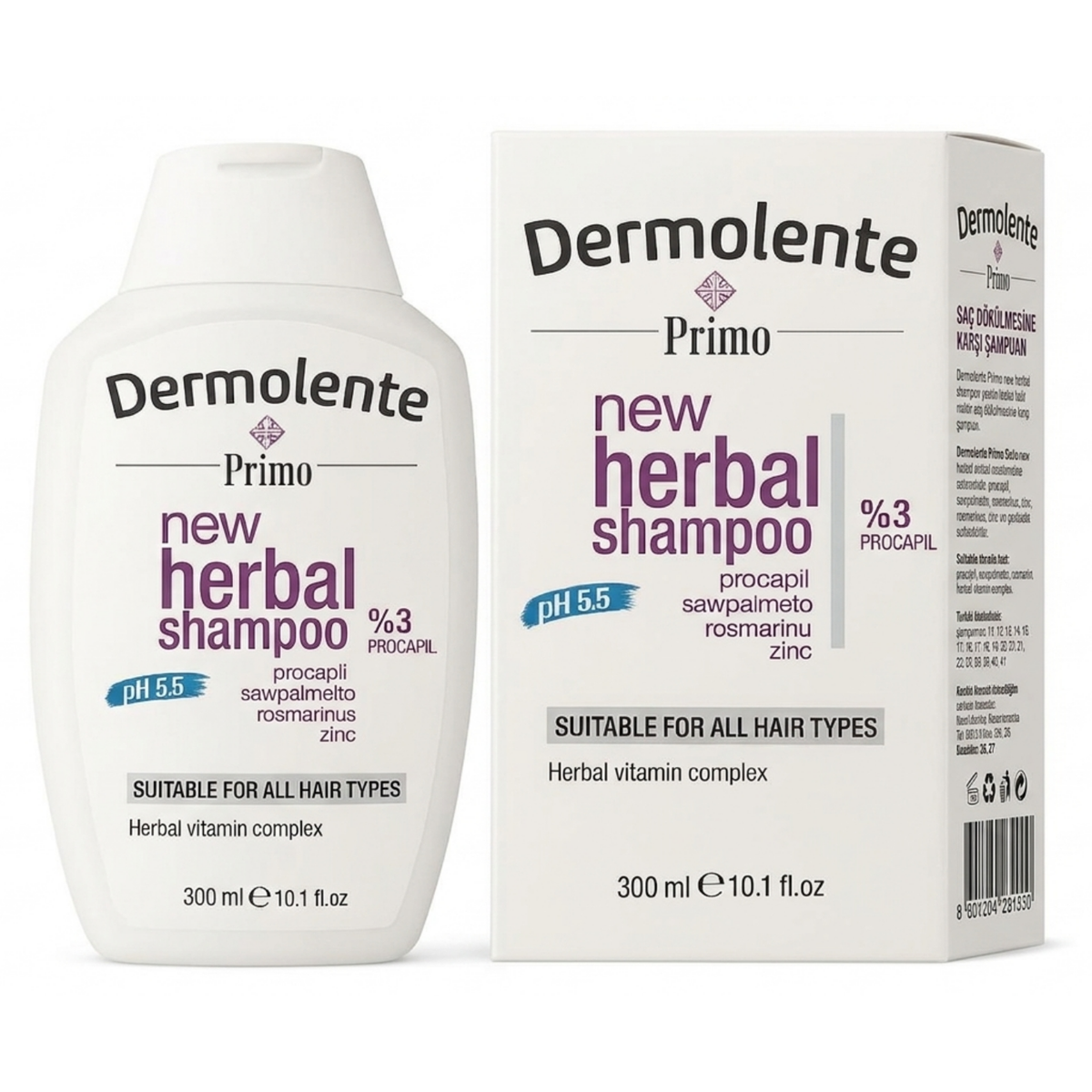 Dermolente Primo Anti-Hair Loss Shampoo (300ml), the shampoo shown with its outer box