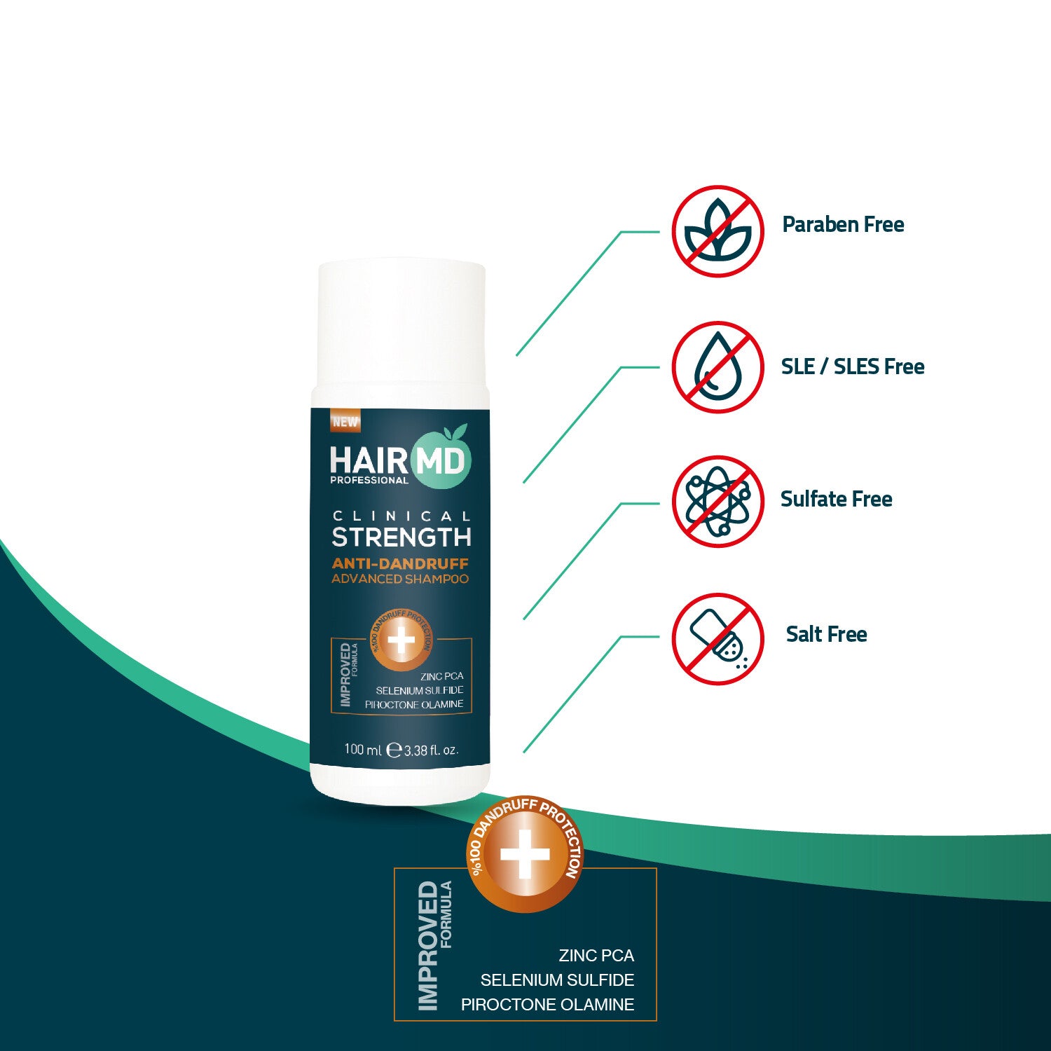 HairMD Clinical Strength Anti-Dandruff Shampoo (100ml Travel Size)