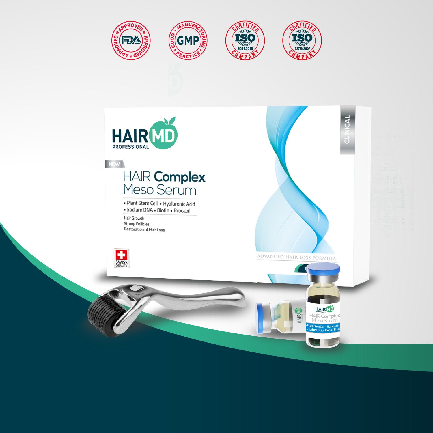 HairMD Clinical Hair Complex Meso Serum + Dermaroller Set