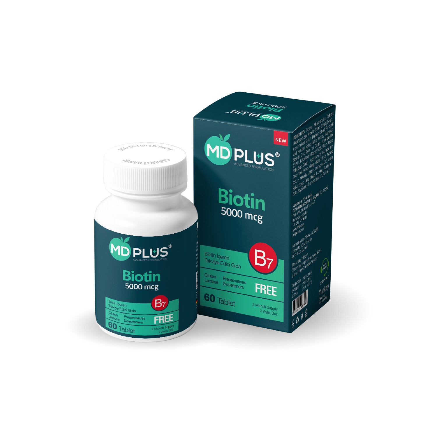 MD Plus Advanced Hair Biotin 5000mcg (60 Tablets)