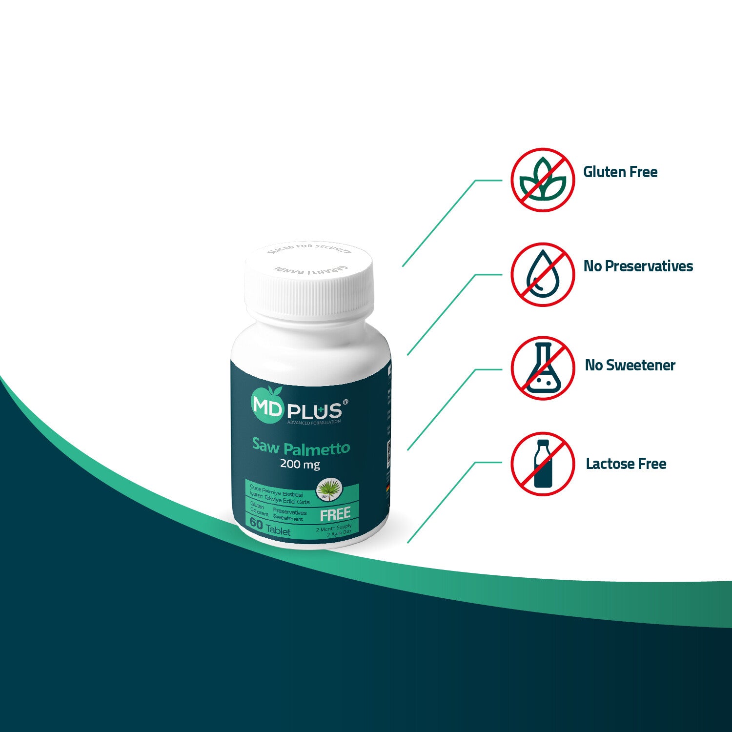 MD Plus Advanced Hair Saw Palmetto 200mg (60 Tablets)