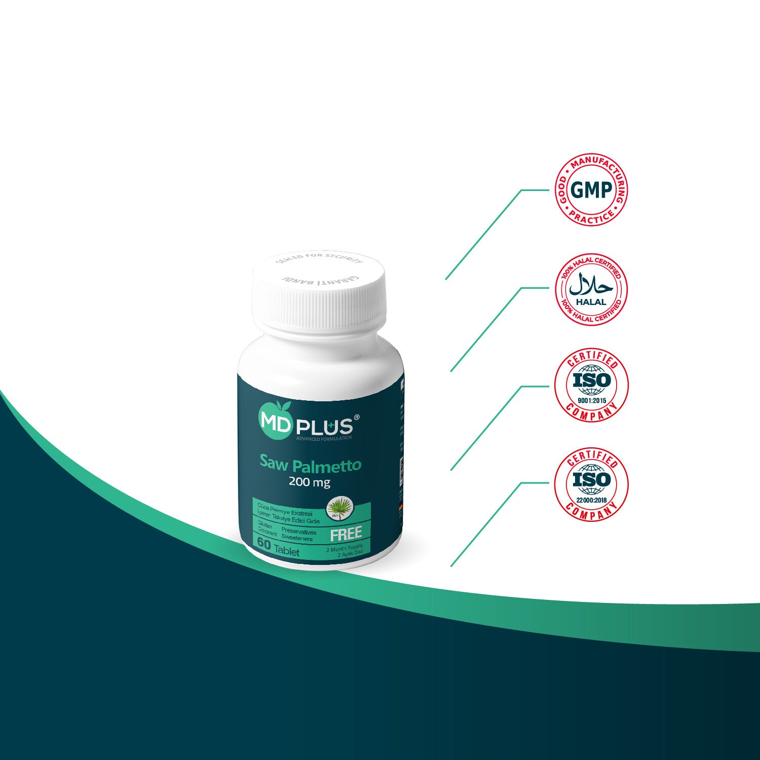 MD Plus Advanced Hair Saw Palmetto 200mg (60 Tablets)