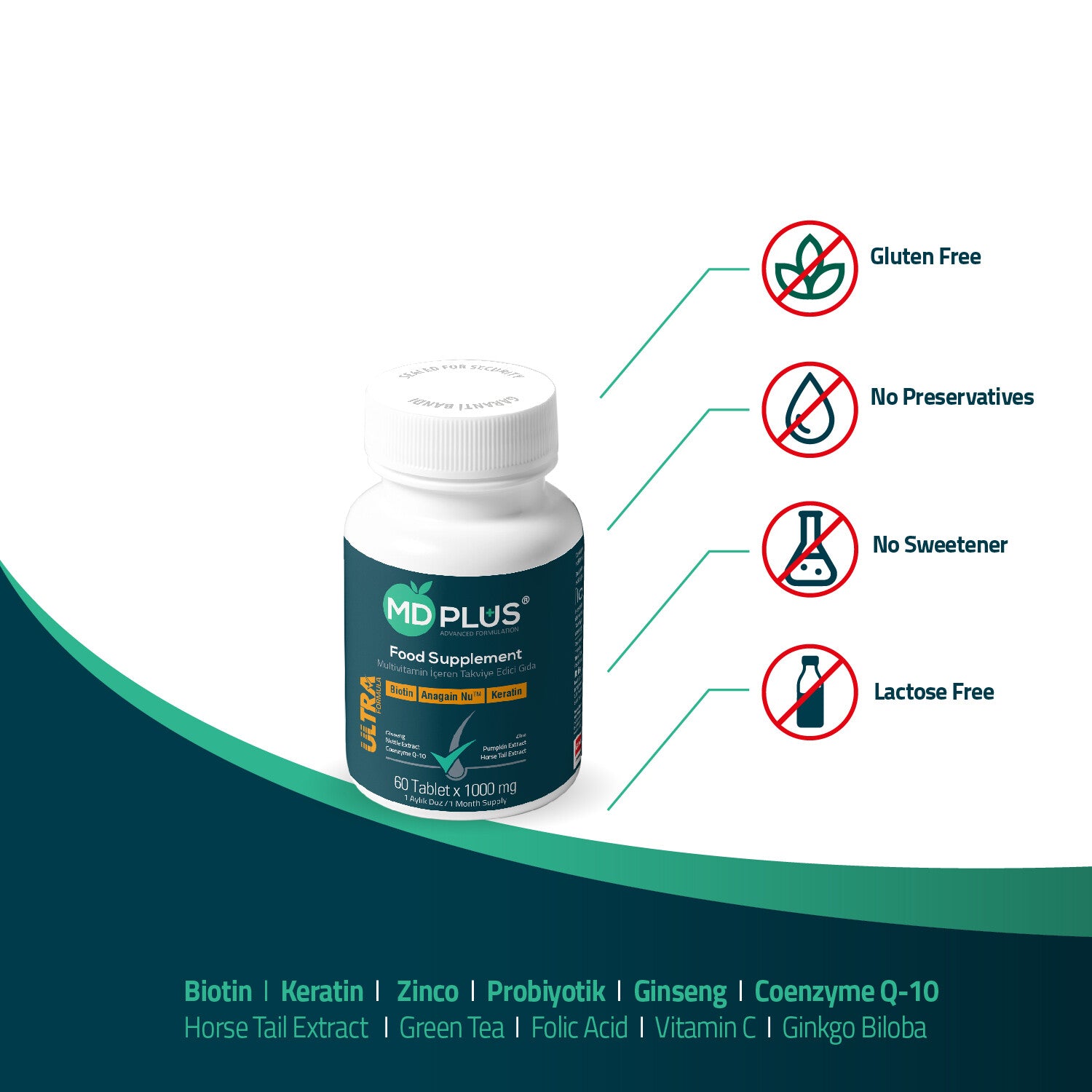 MD Plus Ultra Hair Multivitamin (60 Tablets)