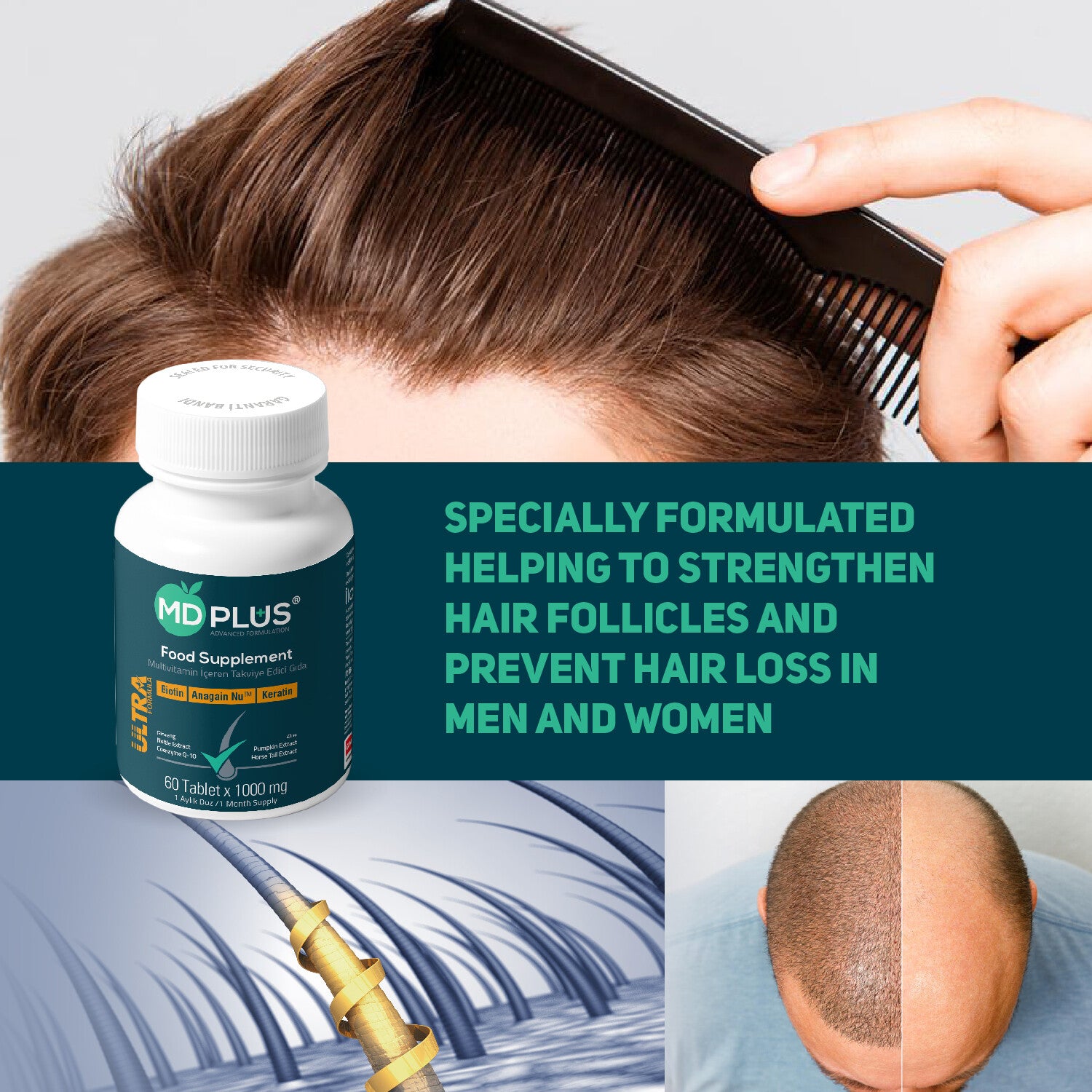 MD Plus Ultra Hair Multivitamin (60 Tablets)