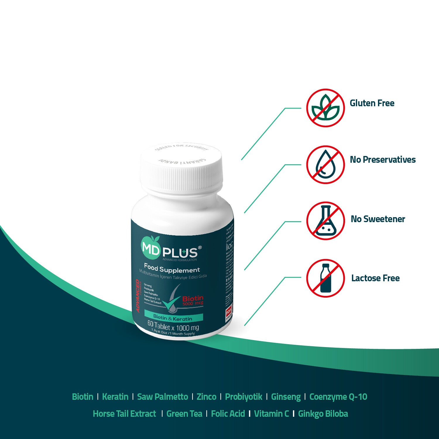 MD Plus Advanced Hair Multivitamin (60 Tablets)