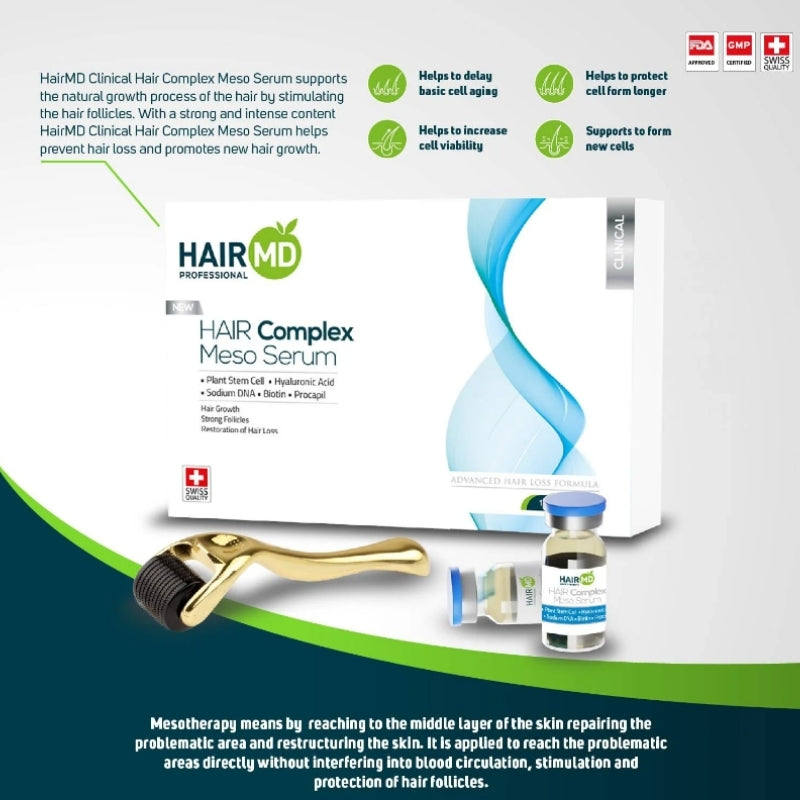 HairMD Klinik Saç Seti | Dermaroller + Meso Serum | 8 Haftada Etki