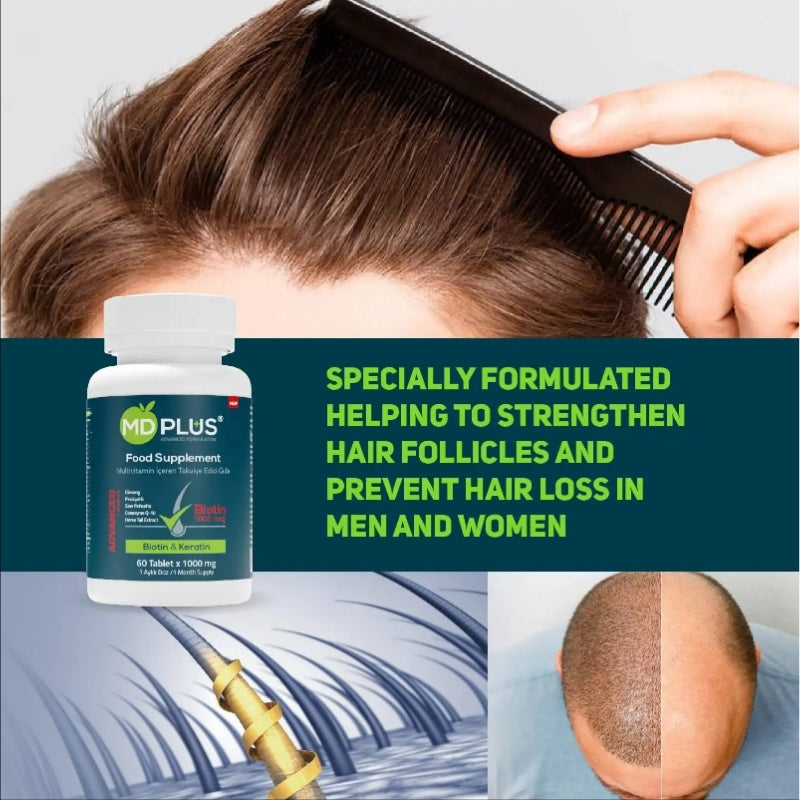 HairMD Plus Saç Vitamini (60 Tablet) | Biotin 5000mcg | Saç Çıkartıcı